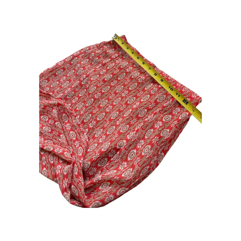 Skies Are Blue Red Boho Ikat Print Maxi‎ Skirt with High Slit Small 50489